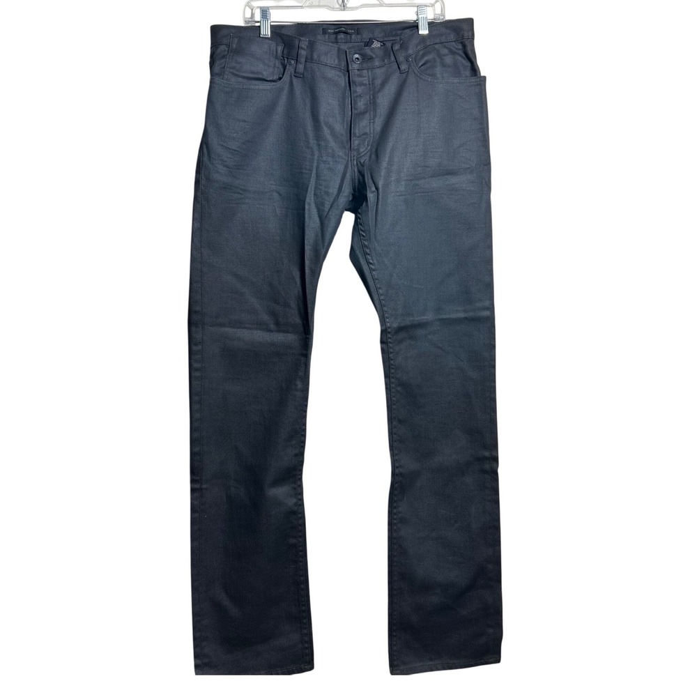 John Varvatos USA Mens Coated Charcoal Gray Straight Leg Jeans 36 36x34